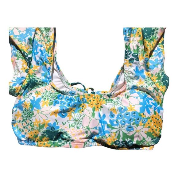ModCloth NIP Amari Retro Bohemian Vibes Yellow Blue Floral Crop Bikini Top Small - Picture 4 of 15